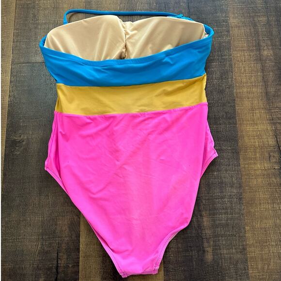 J.Crew Bandeau One-Piece in Colorblock Swimsuit Size 12 - Picture 5 of 9
